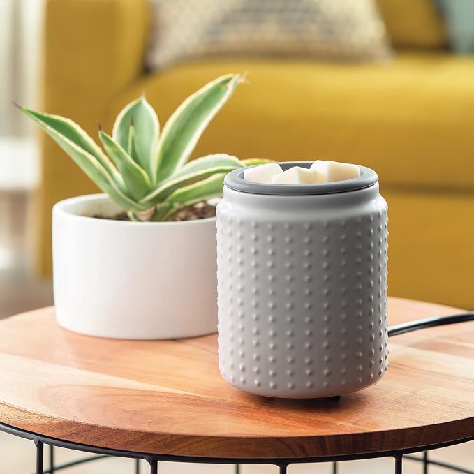 ETC. Wax Melt Fragrance Warmer for Scented Wax Melts, Cubes, Tarts with Silicone Dish Top|Gray Hobnail Dot Ceramic, alternate