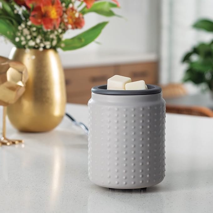 ETC. Wax Melt Fragrance Warmer for Scented Wax Melts, Cubes, Tarts with Silicone Dish Top|Gray Hobnail Dot Ceramic, alternate