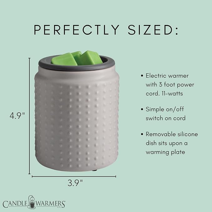 ETC. Wax Melt Fragrance Warmer for Scented Wax Melts, Cubes, Tarts with Silicone Dish Top|Gray Hobnail Dot Ceramic, alternate