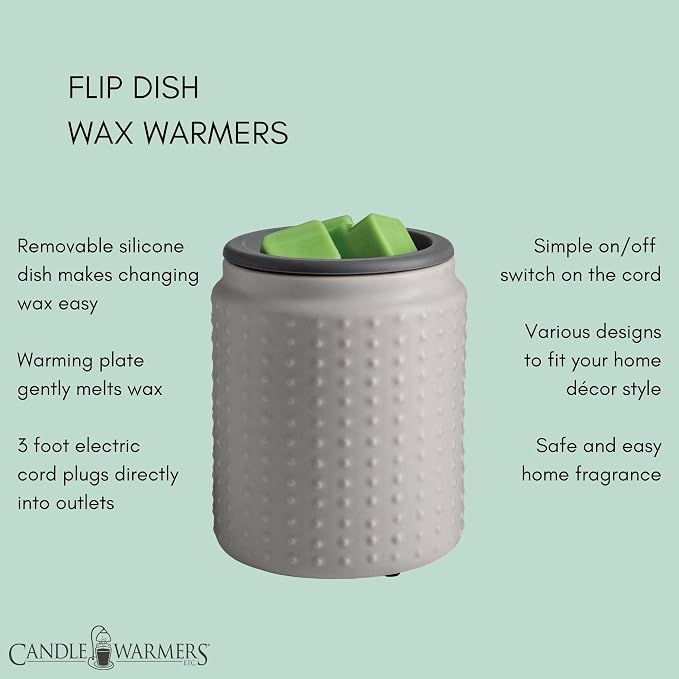 ETC. Wax Melt Fragrance Warmer for Scented Wax Melts, Cubes, Tarts with Silicone Dish Top|Gray Hobnail Dot Ceramic, alternate