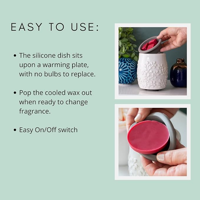 ETC. Wax Melt Fragrance Warmer for Scented Wax Melts, Cubes, Tarts with Silicone Dish Top|Gray Hobnail Dot Ceramic, alternate