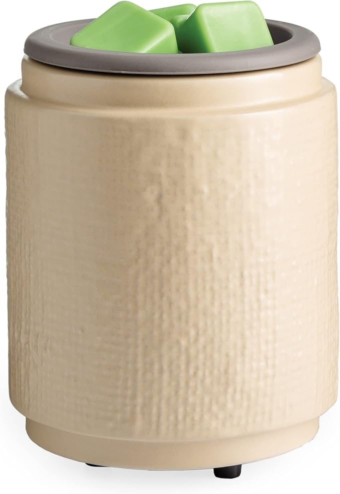 ETC. Wax Melt Fragrance Warmer for Scented Wax Melts, Cubes, Tarts With Silicone Dish Top|Natural Linen Cream Ceramic