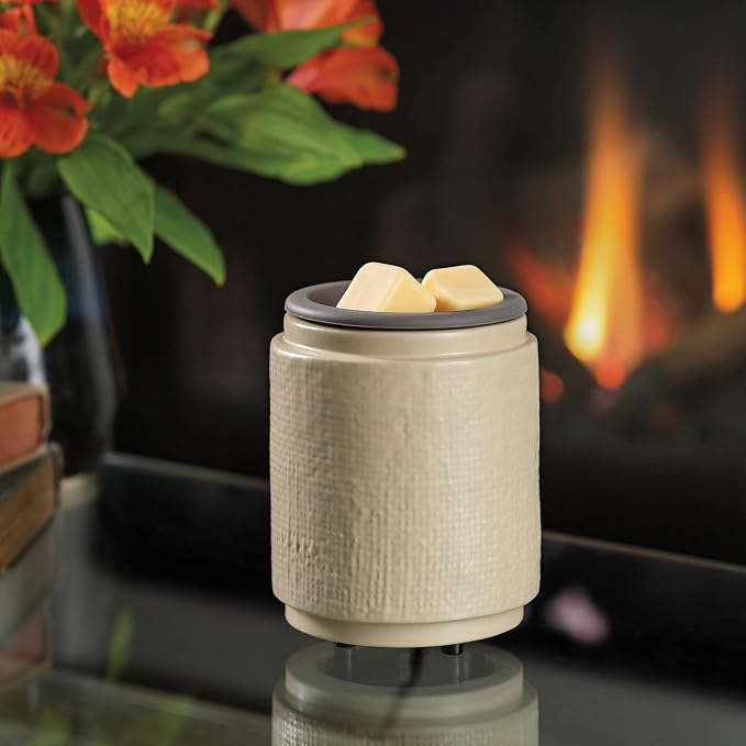 ETC. Wax Melt Fragrance Warmer for Scented Wax Melts, Cubes, Tarts With Silicone Dish Top|Natural Linen Cream Ceramic