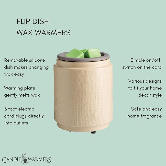 ETC. Wax Melt Fragrance Warmer for Scented Wax Melts, Cubes, Tarts With Silicone Dish Top|Natural Linen Cream Ceramic