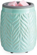 ETC. Wax Melt Fragrance Warmer for Scented Wax Melts, Cubes, Tarts with Silicone Dish Top|Mint Tropical Leaves Ceramic
