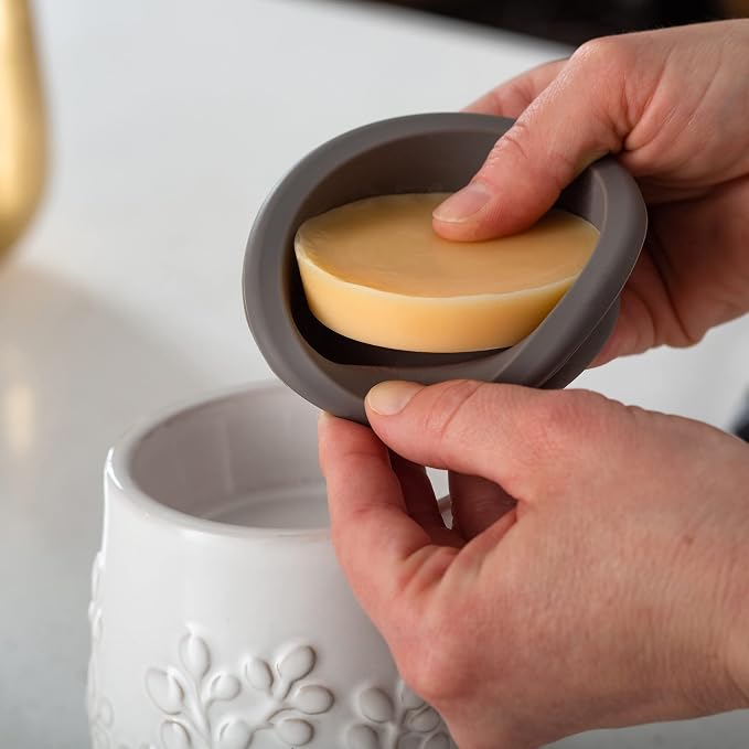 ETC. Wax Melt Fragrance Warmer for Scented Wax Melts, Cubes, Tarts with Silicone Dish Top|Mint Tropical Leaves Ceramic