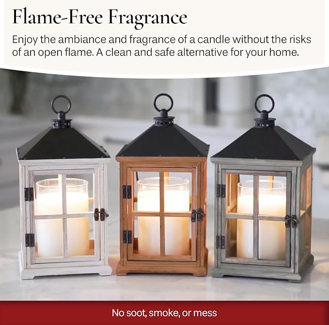 Etc. White Wooden Farmhouse Candle Warmer Lantern – for Top-Down Warming & Flame-Free Fragrance, alternate product view 3