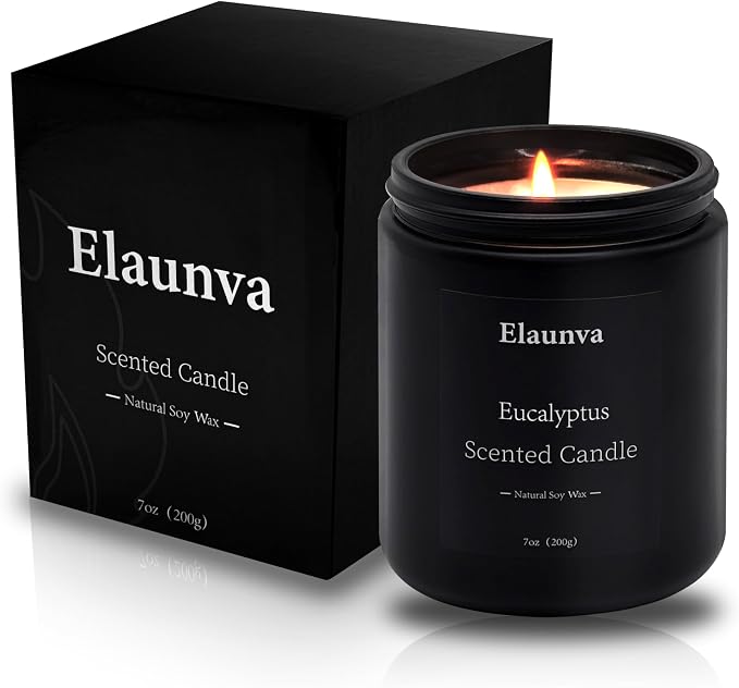 Eucalyptus Scented Candle 7oz (200g), Natural Soy Wax Aromatherapy, Spring Fresh Home Scent, Stress Relief, product image