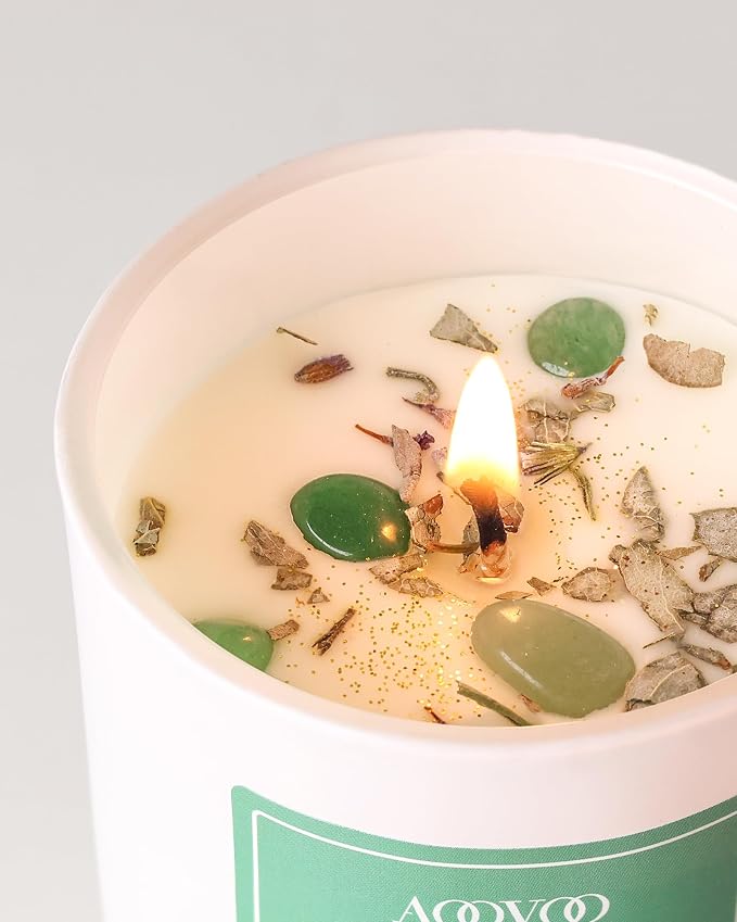 Eucalyptus Scented Candles for Women - Aromatherapy Candle with Crystals Inside, 7oz Soy Candles for Home Scented, alternate