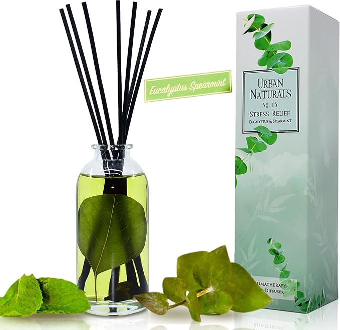 Eucalyptus Spearmint Stress Relief Aromatherapy Diffuser Gift Set | Fragrance Your Space | Fresh Scented Room Freshener +