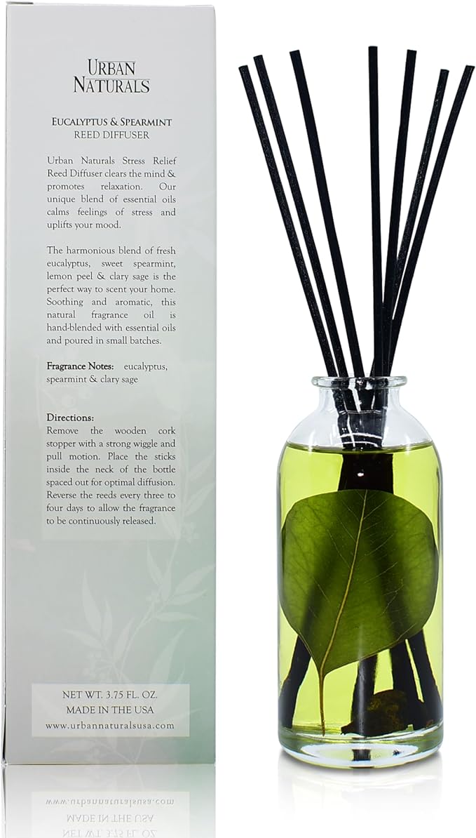 Eucalyptus Spearmint Stress Relief Aromatherapy Diffuser Gift Set | Fragrance Your Space | Fresh Scented Room Freshener +
