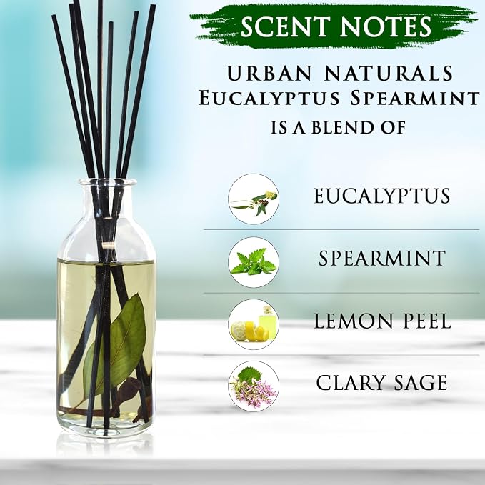 Eucalyptus Spearmint Stress Relief Aromatherapy Diffuser Gift Set | Fragrance Your Space | Fresh Scented Room Freshener +