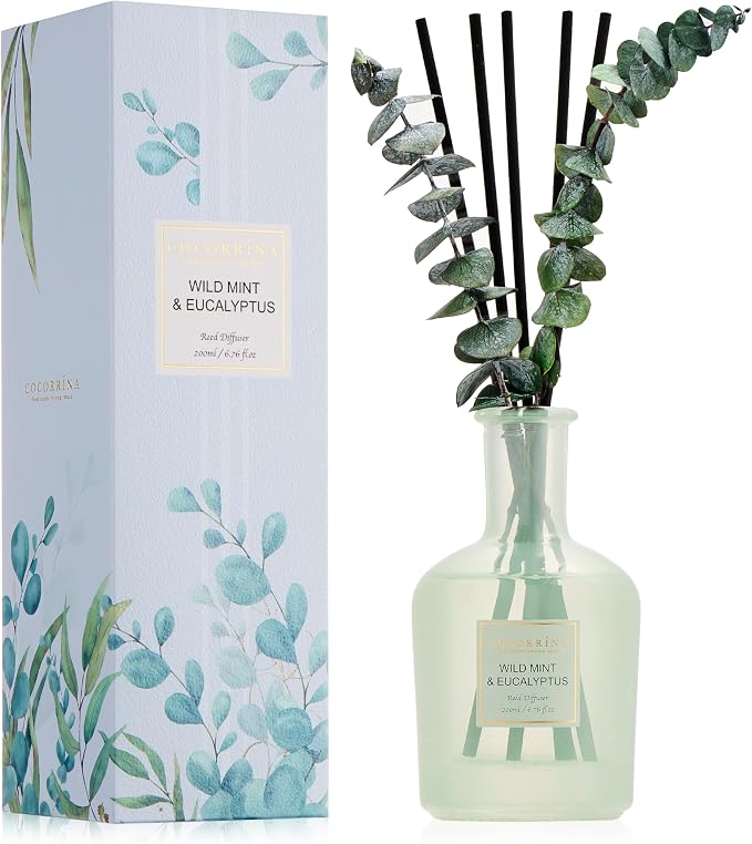 Eucalyptus & Wild Mint Reed Diffuser – 6.76 oz Essential Oil with Sticks & Dried Eucalyptus, product image