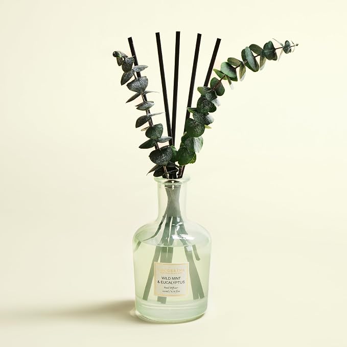 Eucalyptus & Wild Mint Reed Diffuser – 6.76 oz Essential Oil with Sticks & Dried Eucalyptus, alternate product view 2