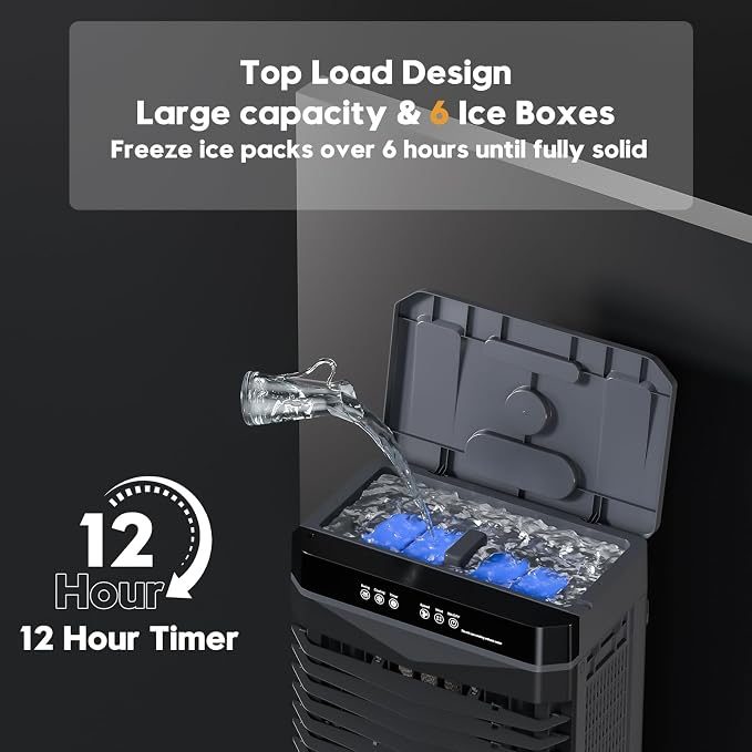 Evaporative Air Cooler, 1800 CFM Swamp Cooler with 5.3 Gal Water Tank & 6 Ice Packs, 3 Modes & 3 Speeds, 120° Oscillation