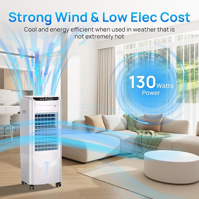 Evaporative Air Cooler,1800CFM Swamp Cooler Air Conditioner with 4.2 Gal Tank,Windowless Swamp Cooler with Remote,3