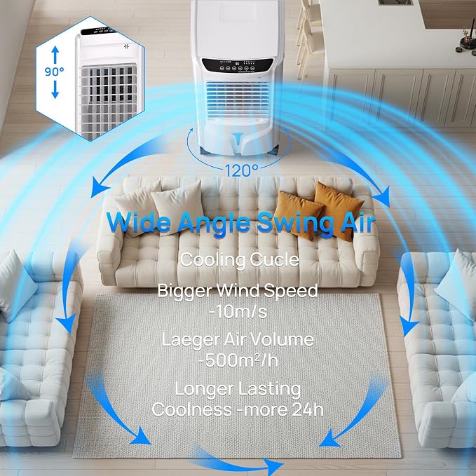 Evaporative Air Cooler,1800CFM Swamp Cooler Air Conditioner with 4.2 Gal Tank,Windowless Swamp Cooler with Remote,3