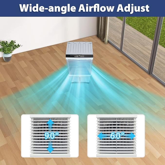 Evaporative Air Cooler, 1800CFM Windowless Air Conditioner Portable for Large Room Commercial Garage Outdoor, 3 In 1 Swamp