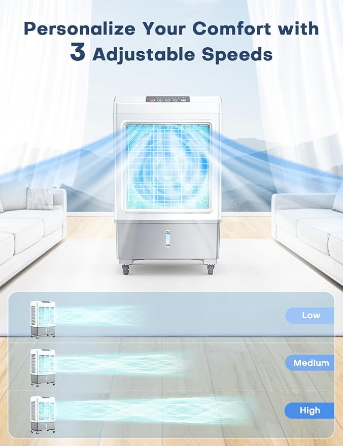 Evaporative Air Cooler, 2100CFM Windowless Air Conditioner Cooling up to 700 Sq.ft, Swamp Cooler Air Conditioner w/2 Modes &