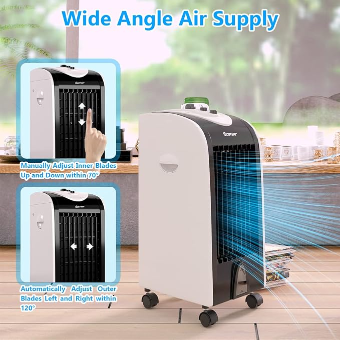 Evaporative Air Cooler, 3-in-1 Cooling Fan with 2 Ice Crystal Boxes, 3-Mode, 3-Speed and 4L Water Tank, Quiet, alternate view