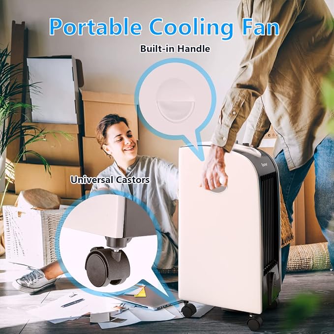 Evaporative Air Cooler, 3-in-1 Cooling Fan with 2 Ice Crystal Boxes, 3-Mode, 3-Speed and 4L Water Tank, Quiet, alternate view