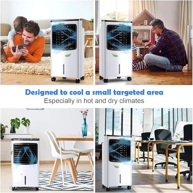 Evaporative Air Cooler, 3-in-1 Cooling Fan with Remote Control, 3-Mode, 3-Speed, 7.5H Timer Function, Portable, alternate