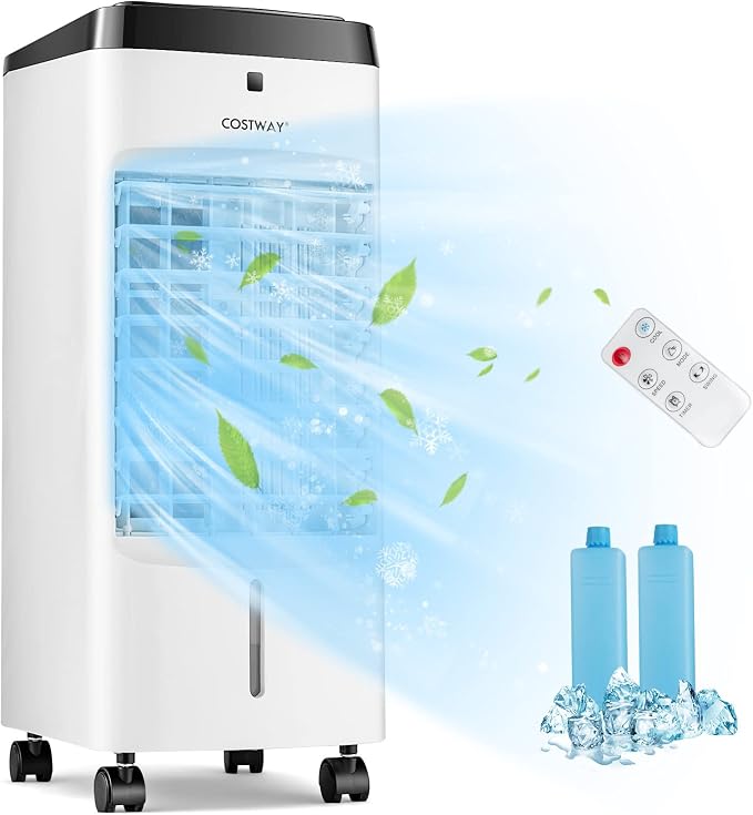 Evaporative Air Cooler, 3-in-1 Quiet Swamp Cooler with Remote Control, 70° Oscillation, 4 Modes, 12H Timer, 3.5L Water Tank