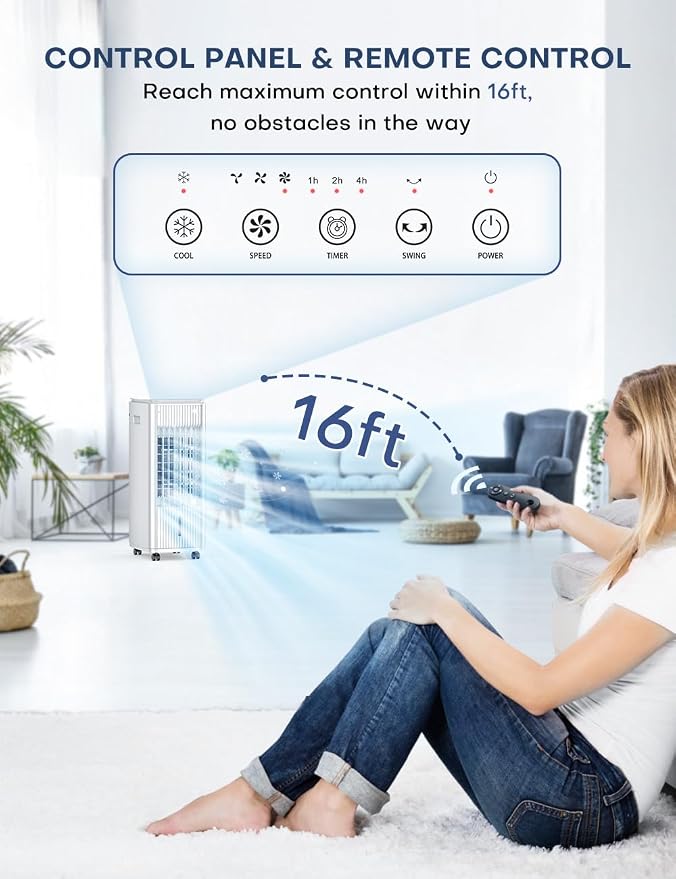 Evaporative Air Cooler, 3-IN-1 Swamp Cooler, 2 Modes and 3 Speeds, alternate product view 3