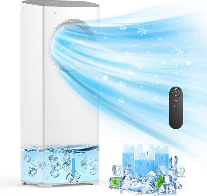 Evaporative Air Cooler,3-IN-1 Swamp Cooler 24ft/s,Portable Air Conditioners Windowless w/Remote,15H
