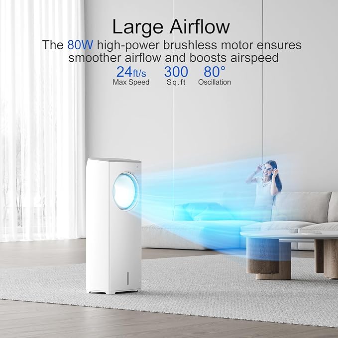 Evaporative Air Cooler,3-IN-1 Swamp Cooler 24ft/s,Portable Air Conditioners Windowless w/Remote,15H