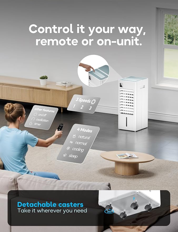 Evaporative Air Cooler - 4 in White., alternate view 3