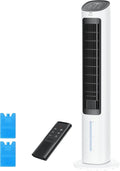 Evaporative Air Cooler, 40” Standing Bladeless Cooling Fan for Bedroom, 80° Oscillating Fans that Blow Cold Air, Swamp