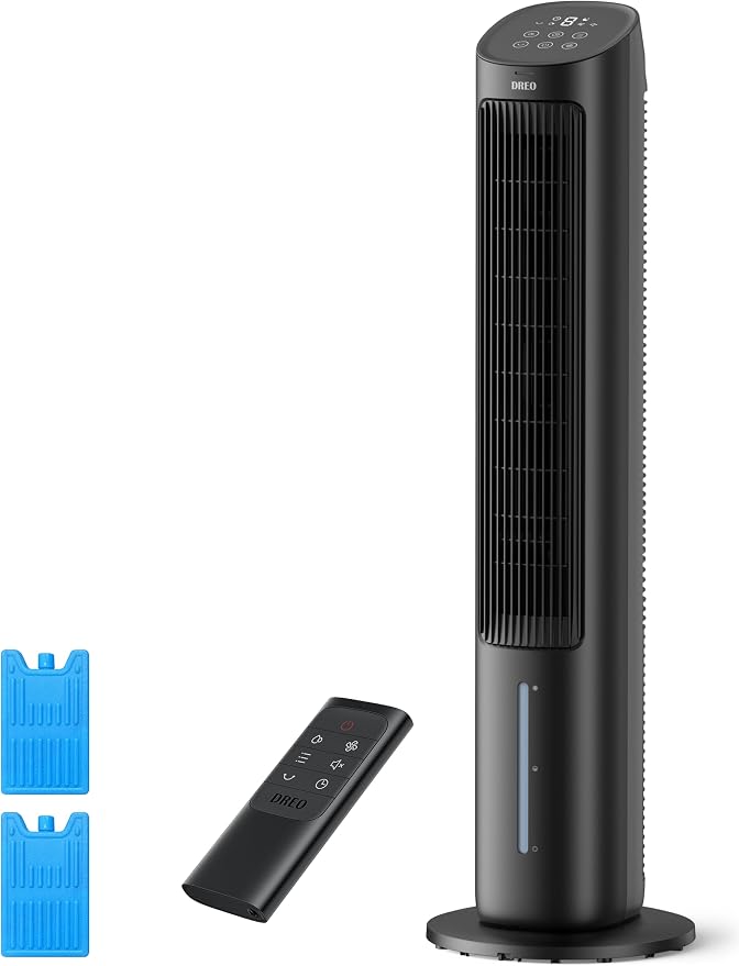 Evaporative Air Cooler, 40” Standing Fans that Blow Cold Air, 80° Oscillating Bladeless Cooling Fan for Bedroom, Swamp
