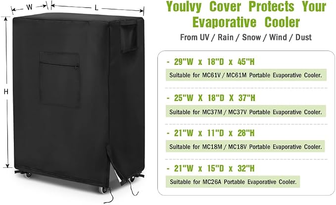 Evaporative Air Cooler Cover for MC18M / MC18V 1300 CFM Portable Evaporative Cooler, Waterproof, alternate view 4