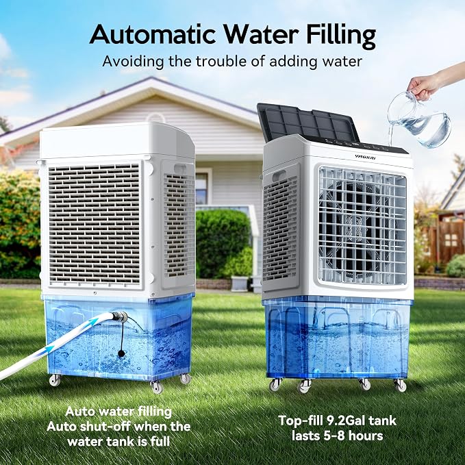 Evaporative Air Cooler Portable Swamp Cooler, Outdoor Air Conditioners 3-IN-1 Cooling Fan with Remote Control Water