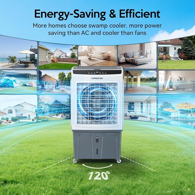 Evaporative Air Cooler Portable Swamp Cooler, Outdoor Air Conditioners 3-IN-1 Cooling Fan with Remote Control Water