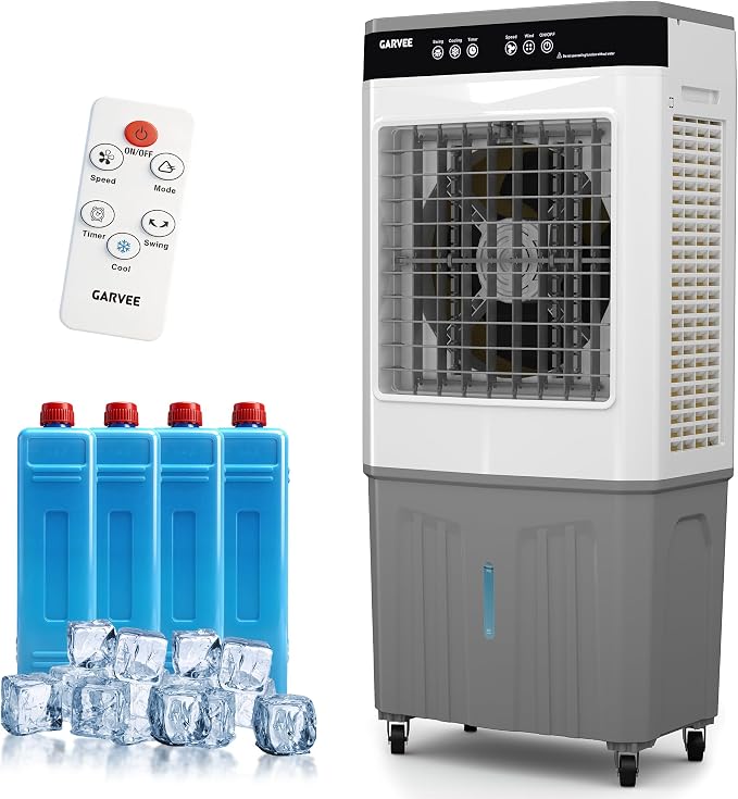 Evaporative Air Cooler with Remote & Timer, 3500 CFM Portable Swamp Cooler Fan with 11.6 Gal Water Tank, 3 Speeds, 120°