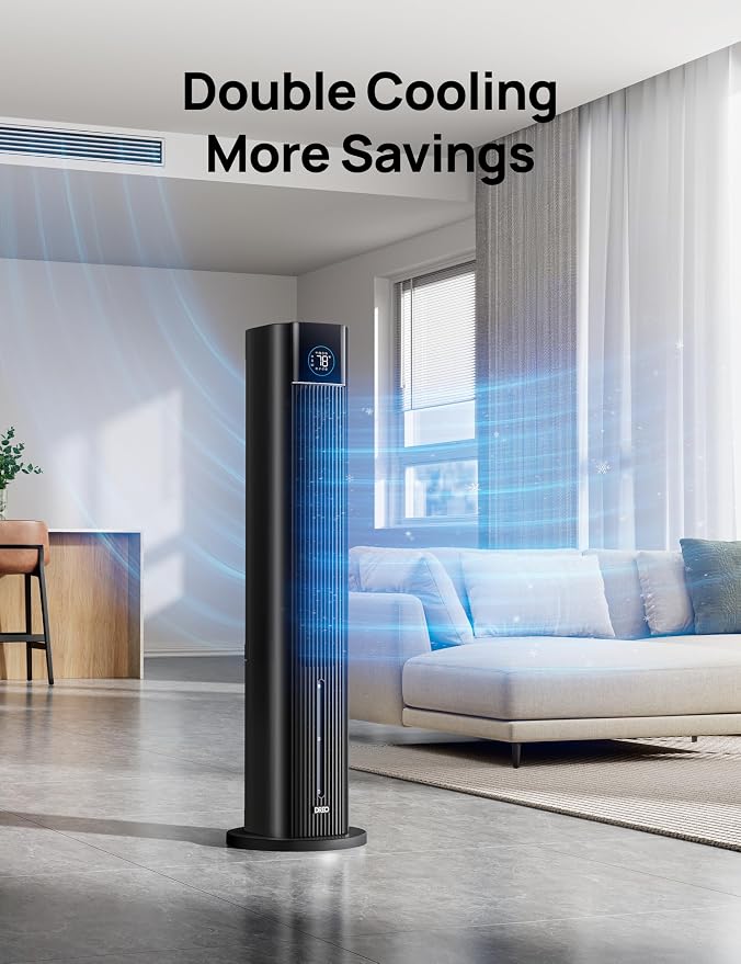 Evaporative Air Swamp Cooler, 43" Cooling Fans that Blow Cold Air 2025 Upgraded, 85° Oscillating Floor Fan for Bedroom, Easy
