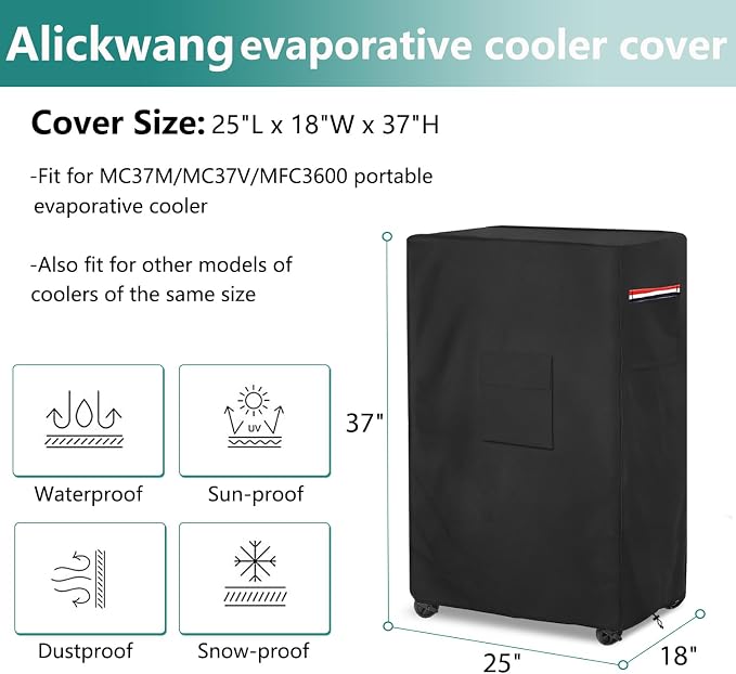 Evaporative Cooler Cover for MC37M MC37V Evaporative Cooler,Outdoor Heavy Duty 600D Waterproof Swamp Cooler