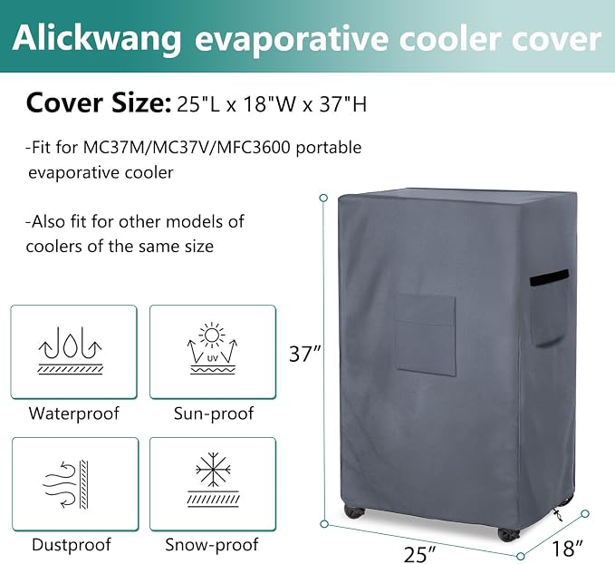 Evaporative Cooler Cover for MC37M MC37V Evaporative Cooler,Outdoor Heavy Duty 600D Waterproof Swamp Cooler