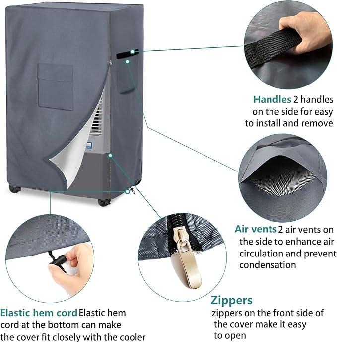 Evaporative Cooler Cover for MC37M MC37V Evaporative Cooler,Outdoor Heavy Duty 600D Waterproof Swamp Cooler