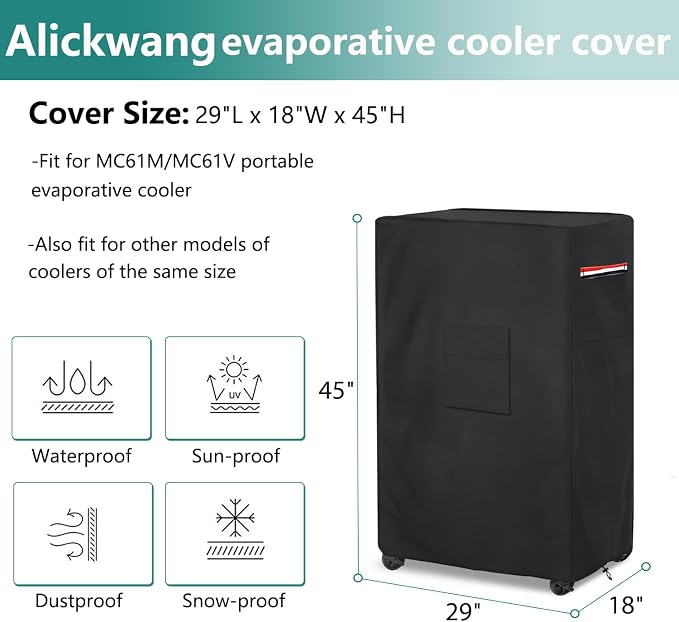 Evaporative Cooler Cover for MC61M MC61V Evaporative Cooler,Outdoor Heavy Duty 600D Waterproof Swamp Cooler