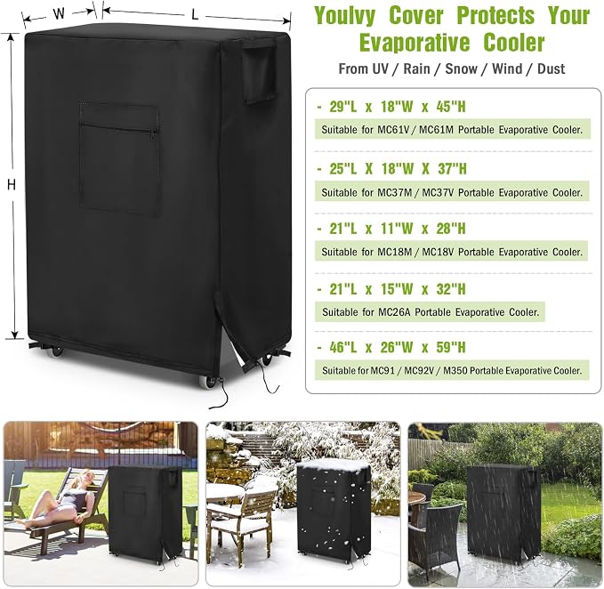 Evaporative Cooler Cover for MC91/ MC92V/M350 11,000 CFM Portable Evaporative Cooler, Waterproof Swamp Air Cooler