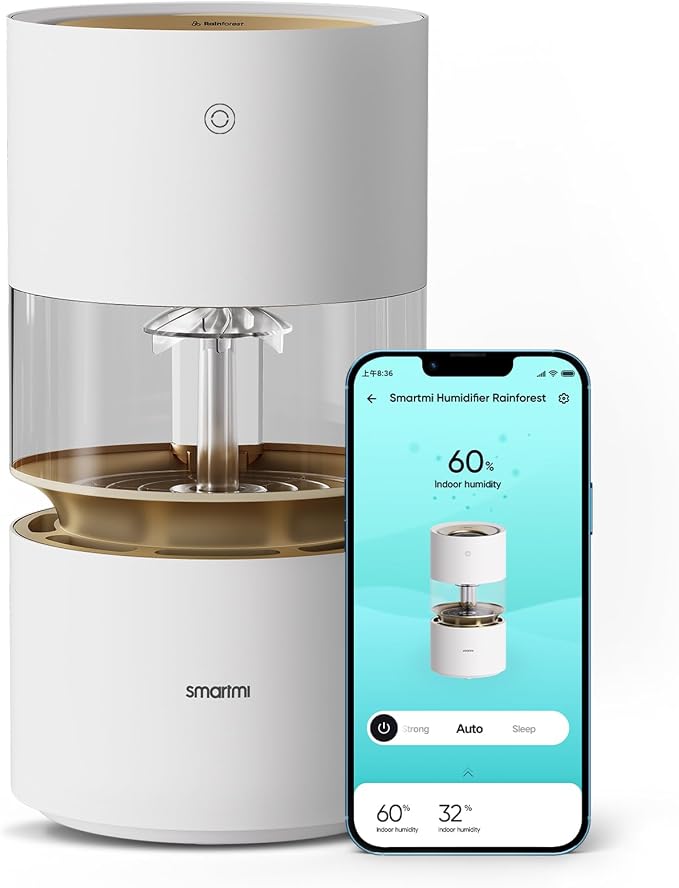 Evaporative Humidifiers for Bedroom home, Rainforest Air Humidifier, 3L No Mist Cool Humidifier with Top Fill Design