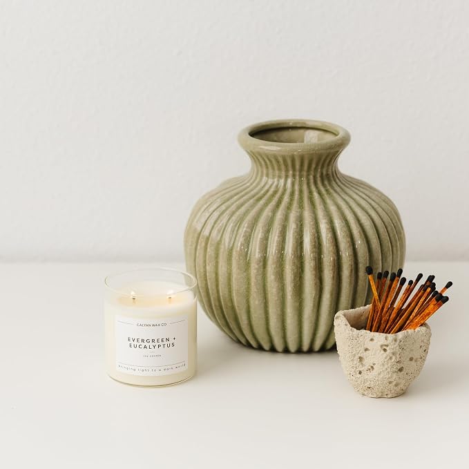 . Evergreen & Eucalyptus 2 Wick Scented Candle - 37 Hour Burn - Luxury made from natural materials Soy Wax, alternate product