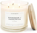. Evergreen & Eucalyptus 3 Wick Scented Candle - 43 Hour Burn - Luxury 3 Wick Soy Candles, product image