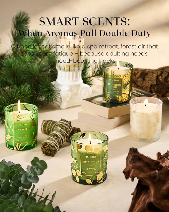 Evergreen Pine Vegan Soy Candles, 8.1oz 42-Hour Slow Burning made from natural materials, alternate product view 5