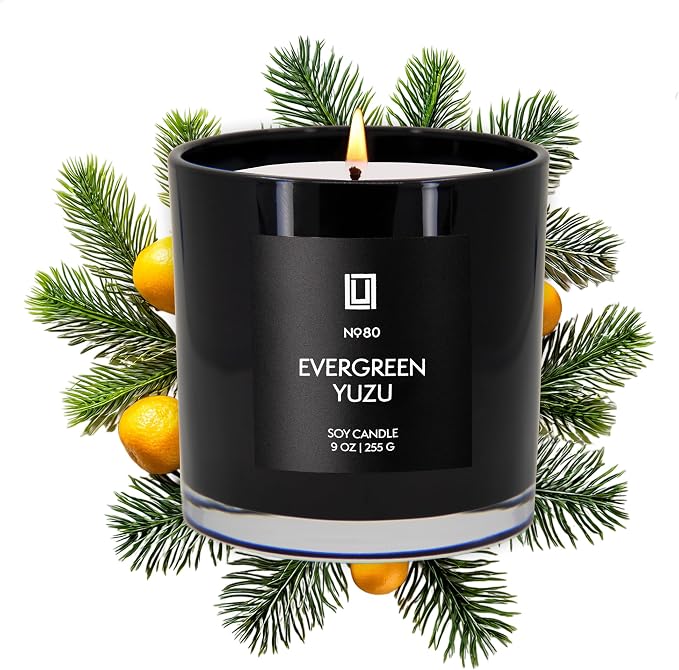 | Evergreen Yuzu | Luxury Scented Soy Jar Candle | Hand Poured in The USA | Highly Scented & Long Lasting (9, product image