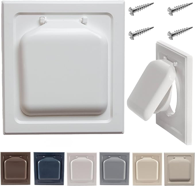 Exclusive Dual Door Dryer Vent Cover Outdoor 4 inch or Bathroom fan, Made in USA w Highest UV Resistant Plastic