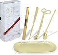 Exquisite Candle Accessories Tool Pack Bag, Rechargeable Electric Lighter, Wick Trimmer, Dipper, Snuffer and Tray Holder